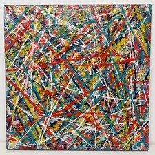 Tableau Acrylique SILVANO 50x50 cm FIREWORKS 2 2019 Chassis toile coton