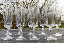Vintage 9 flûtes à champagne en cristal monogramme C Initiale ancien