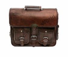 Sacoche pour ordinateur portable mallette homme chèvre S vintage cuir marron ...
