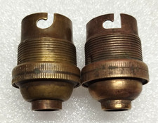 Lot de 2 Douilles B22 pas de 10 mm en Laiton et Porcelaine, Lustre, Chevet TBE