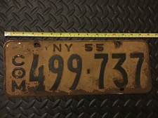 Vintage 1955 New York License Plate Cool Mancave Garage Rustic Decor Authentic