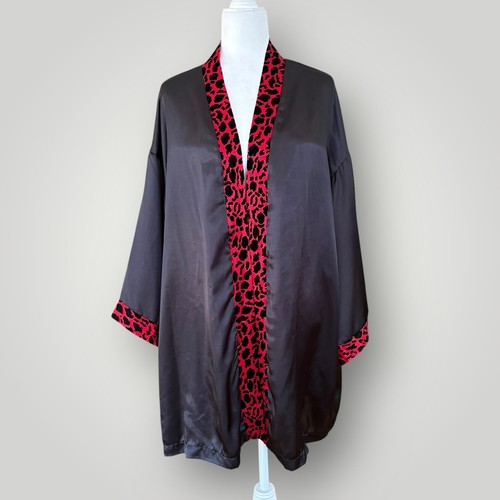 Vintage y2k black satin robe - black,