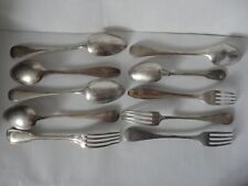 Lot de couverts cuillères fourchettes en métal blanc alfénide avec poinçons