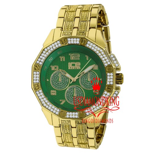 Mens green dial face - mens, gold