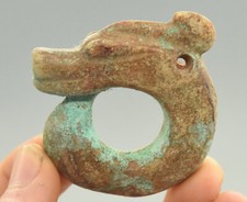 5.3CM China Hongshan Culture Hetian Jade Carving Dragon Hook Gou Amulet Pendant
