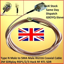 Câble Coaxial RG316 Type N Mâle à SMA Mâle 2M SDRplay RSP1/2/3 Hack RF RTL SDR