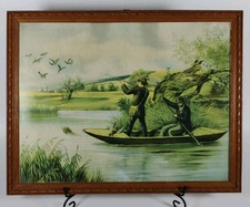 ?Tableau scene de chasse dans une barque