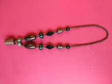 Collier de grosses perles colorées,perles en bois et métal