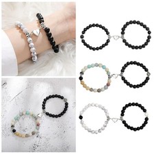 1 paire aimant en forme de coeur attirant bracelet pour amis bijoux en pierre