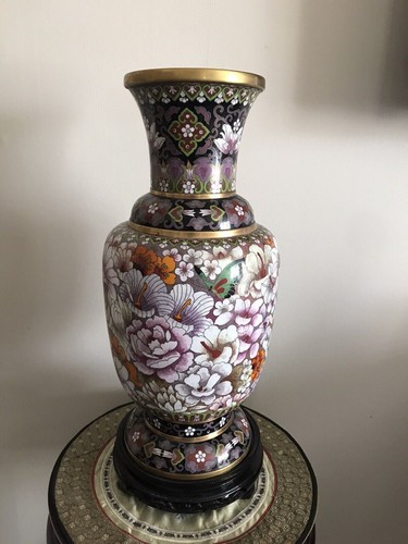 Cloisonne vase bronze - cloisonne, emaux