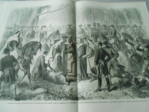 Grande gravure 1862 chasse - gravure,
