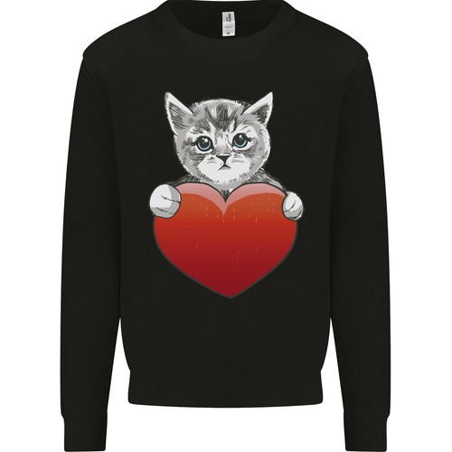 Mignon chat avec coeur - avec,