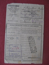 ++"1231"   AVERTISSEMENT  DES CONTRIBUTINS DIRECTS 1944  DEPARTEMENT DU NORD