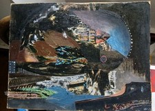 Tableau abstrait Technique mixte Huile collages Ecole de Paris 1966