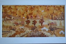 TABLEAU COLLAGE VEGETAL PAYSAGE DE CAMPAGNE HERBIER FLEURS FEUILLES SECHEES