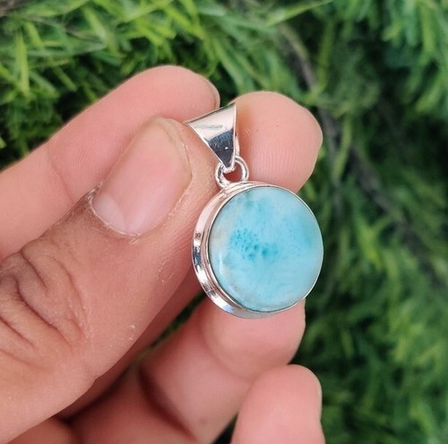 Natural larimar pendant - natural, 925