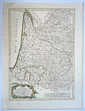 BORDEAUX GUIENNE FRANCE 1771 BONNE LATTRE LARGE ANTIQUE MAP 18TH CENTURY