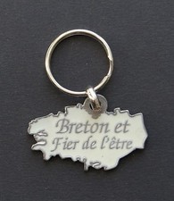 PORTE CLE BRETON ET FIER DE L'ETRE ! Bretagne bzh breizh Blanc