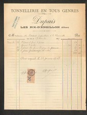 LES AIX-D'ANGILLON (18) TONNELLERIE "E. DUPUIS" en 1927