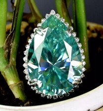 25 CT Bleu Traitée Bague Diamant Poire Forme VVS1 Certifié ! Stackble Bague