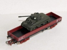 JOUEF HO 6602 WAGON TOMBEREAU PLAT MILITAIRE + CHARGEMENT TANK CHAR SHERMAN M4