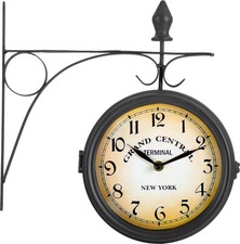 Horloge de Gare Double Murale Pendule Vintage Style Métallique Grand Retro
