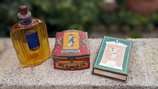 ANCIENNE BOITE A POUDRE LT PIVER +PARFUM D'AVENTURE+LOTION RÊVE D'OR