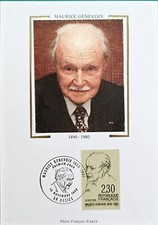 Maurice GENEVOIX, Obli DECIZE, CARTE Maximum Soie 1er jour fdc 1990