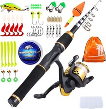 Sougayilang, canne à pêche télescopique avec moulinet d’enfant voyage eau douce.