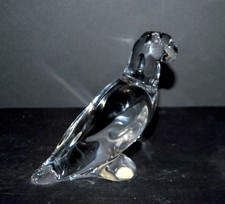BACCARAT Sculpture oiseau Perruche perroquet Cristal signé Baccarat + étiquette