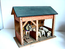 LENOBLE ÉCURIE ÉTABLE BOIS CHEVAUX MOUTONS DÉBUT XXè   Lg 32 x Ht 24 cm BON ÉTAT