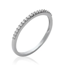 Bague alliance femme - argent 925/1000 massif rhodié - zirconium CZ blancs