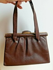 Sac en cuir brun ancien,année 50, haute couture, maison Thomas