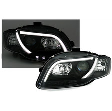 2 FEUX PHARE AVANT NOIR A TUBE LED POUR AUDI A4 B7 DE 11/2004 A 11/2007