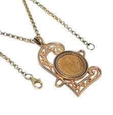 Pièce De 22 Carats En Or Krugerrand Ornée Pour Femmes Sur Une Chaîne Belcher