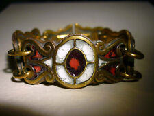 Bracelet vintage en bronze émaillé rouge blanc signé Dominique Piechaud