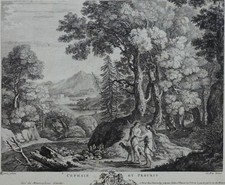 Eau-forte de Le Bas, Cephale et Procris d'après Zeimer, Ovide, XVIIIe