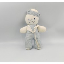 Ancien Doudou clown blanc bleu rayé marin COROLLE - 33337