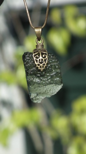 Pendentif moldavite argent - moldavite,