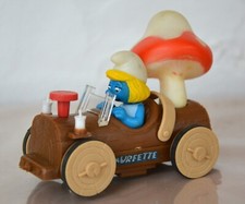 VOITURE CIRCUIT SCHTROUMPF PILOTE SCHTROUMPFETTE PEYO TALBOT TOYS ANNEE 1983