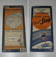 CARTE MICHELIN n° 68,NIORT - CHATEAUROUX 1935,TBE,BIBENDUM,CENTRE,INDRE,VIENNE