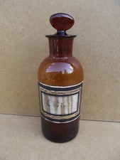 ancien flacon bouteille à pharmacie apothicaire en verre ambré  Napoléon III