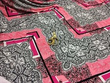 Tissu masque/robe africain rose/noir jersey viscose stretch de qualité supérieure