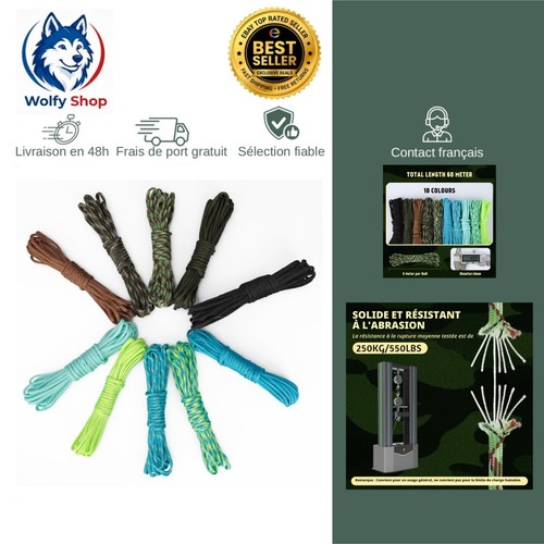 Paracorde couleurs 60m kit - couleurs,