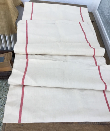 Tissu ancien coupon lin - , beige