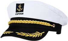 Expédié de Paris - Casquette Mixte Capitaine Bateau Ancre Blanc Noir Marine 