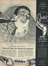 PUBLICITE ADVERTISING 124  1961  GIBBS   creme à raser rasoir gratuit