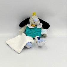 Doudou chien bleu vert gris