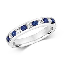 Bague Femme Semi Pavée Or Blanc 18 k/carat et Diamant 0.25 Carat avec Saphir