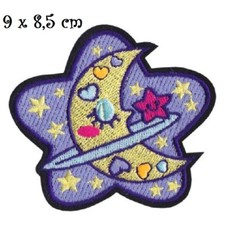 ÉCUSSON PATCH THERMOCOLLANT - Étoile planète lune ** 9 x 8,5 cm ** Applique 
